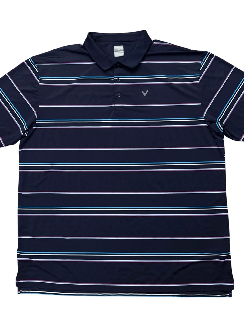 Callaway Golf Polo Shirt Mens 3XLT Opti-Dri Short Sleeve Performance Blue Stripe